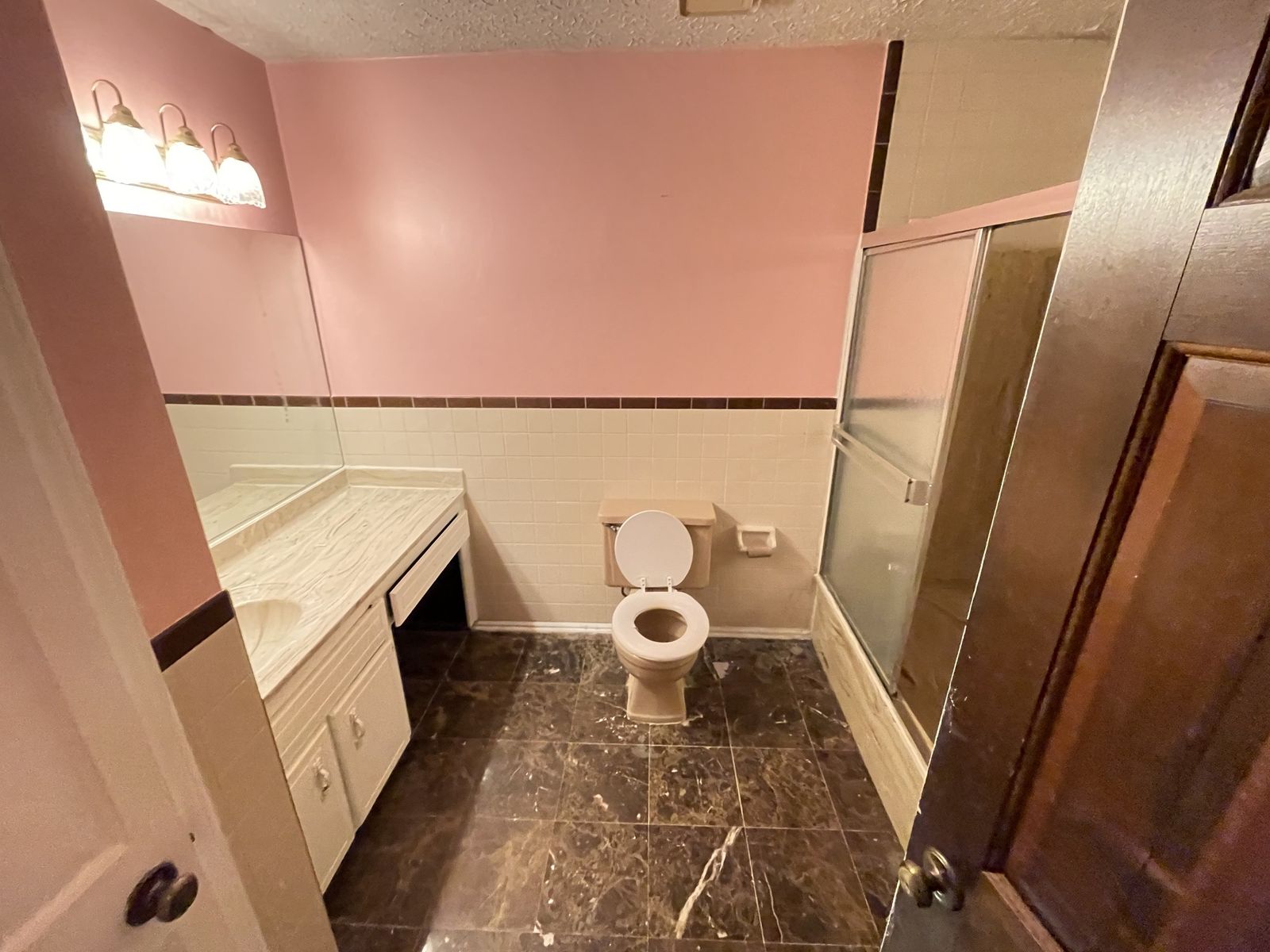 Before: original bath, from one of Wesley&rsquo;s own projects